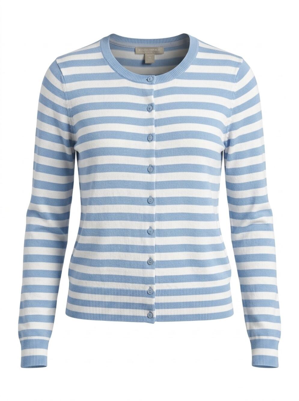 Banana Republic Crew Neck Knit Stretch Striped Sweater Women Petite Size M